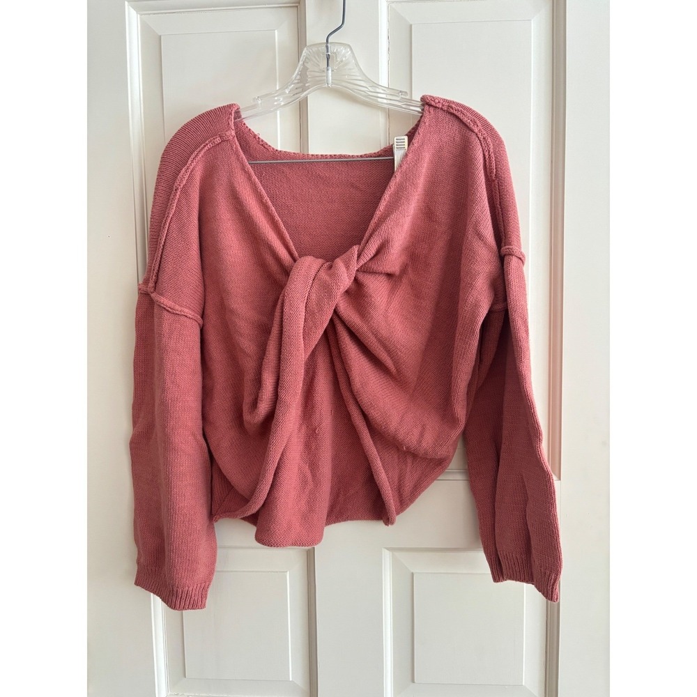 Urban Outfitters Pink Knit Twist knot back Long Sleeve Sweater Top Womens Small